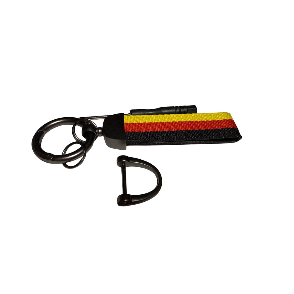 German Flag Woven Keychain Tactical Matte Black Carabiner D-Ring Striped Strap